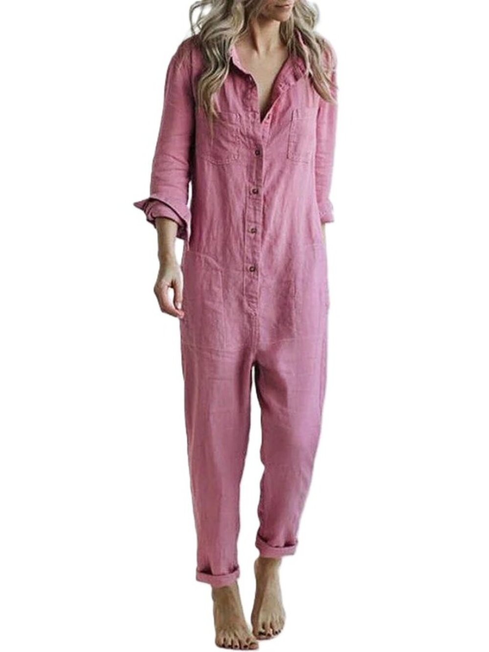 Madepants 6 Pocket Pink Casual Jumpsuit Sz XL